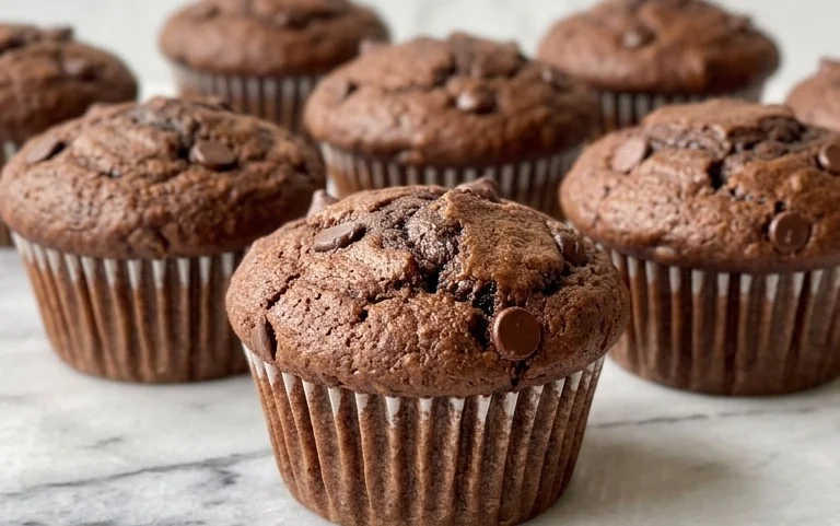 Bakery Style Double Chocolate Zucchini Muffins
