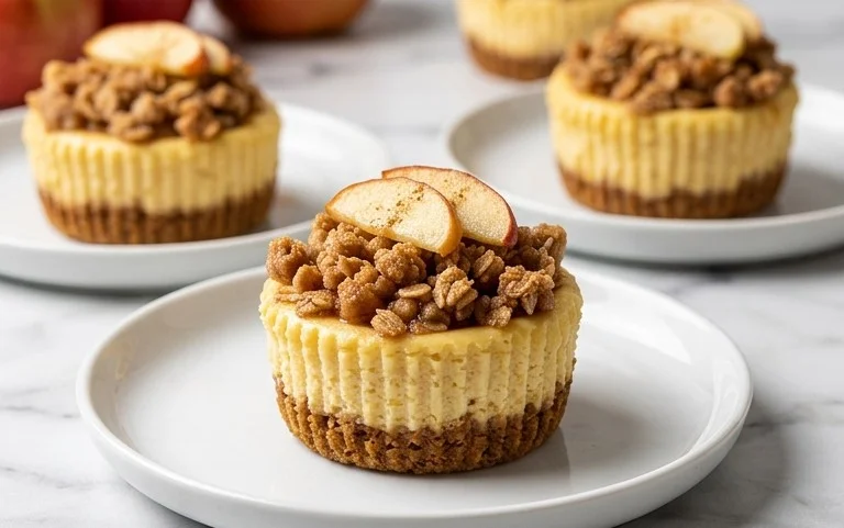 Apple Crisp Mini Cheesecakes-Elegant Autumn Dessert